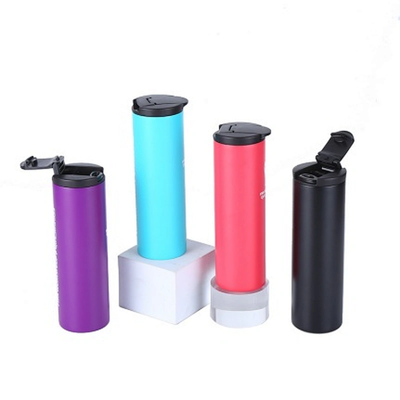500 ML Straight shape double wall stainless steel vacuum bottle with plastic leak proof lid